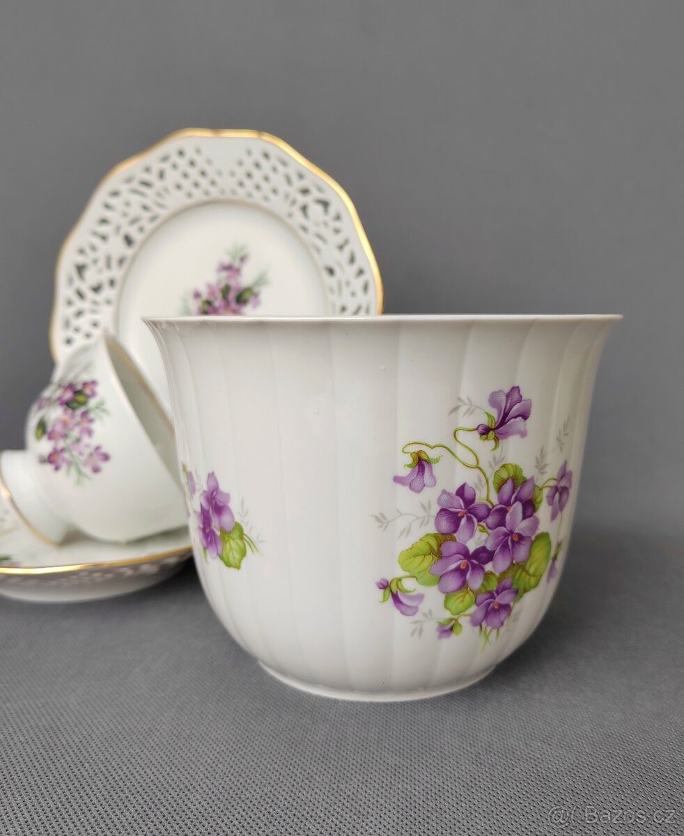Nádherná porcelánová sada s květinovým dekorem od Schumann - 9