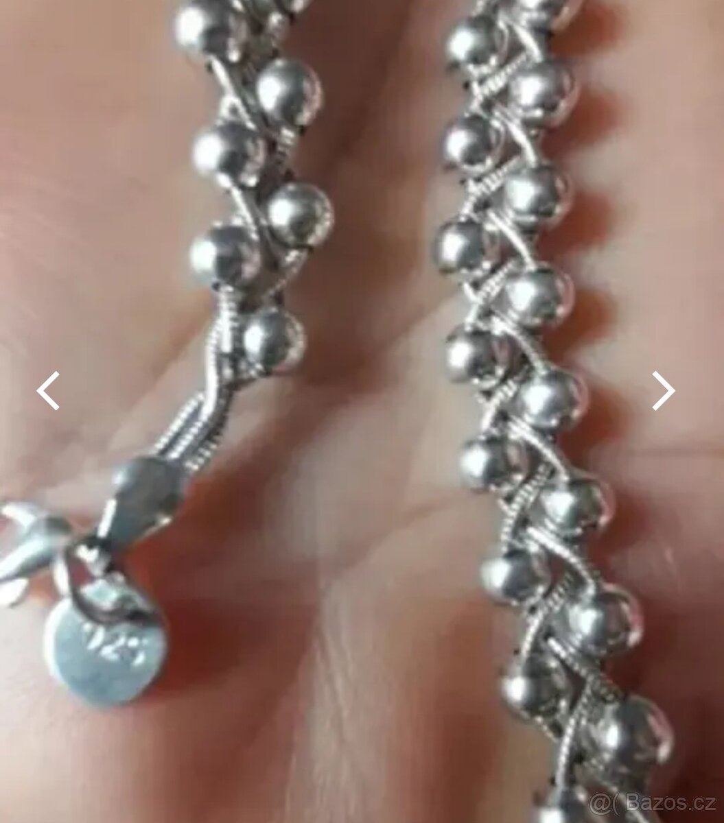 Nový dámský stříbrný náramek dvojitý 925 kuličkový - 9