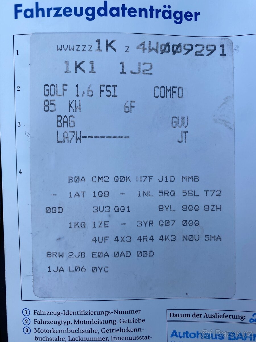 VW Golf 5 1.6FSI Náhradní díly/ND - 9