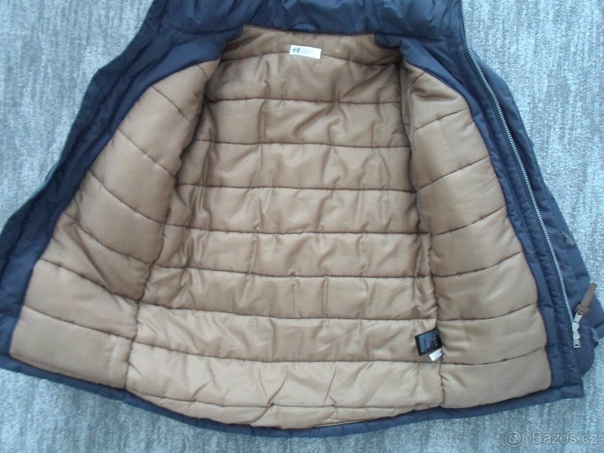 Modrá bunda bundička s kožíškem - 152 - 9