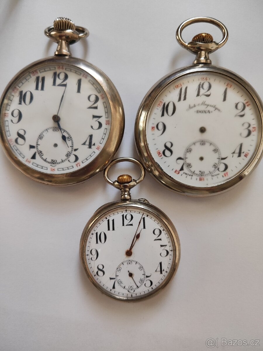 2x XXL kapesní hodinky DOXA+1 no name v oceli - 9