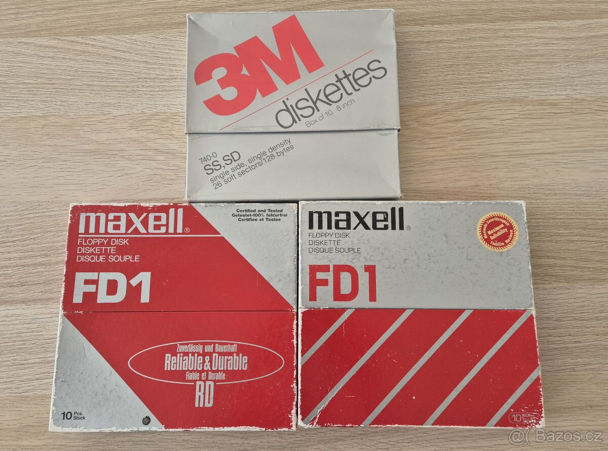 Diskety 8" - 40 kusů, možno jednotlivě, 3 krabičky - 9