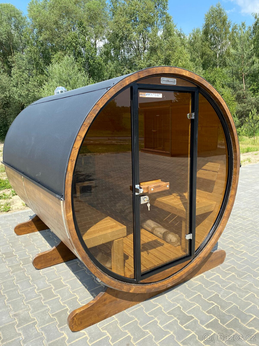 Venkovní sudová panoramatická sauna - 9
