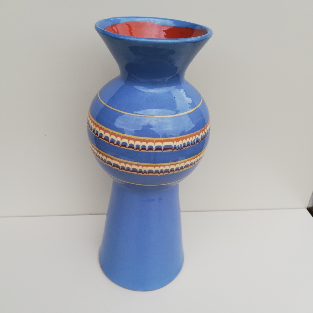 Retro keramická váza modrá mlhovina. - 9