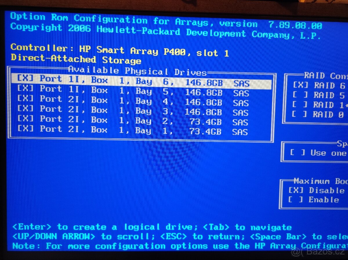 HP rack server Proliant DL380 G5, 6 disků, 28GB RAM - 9
