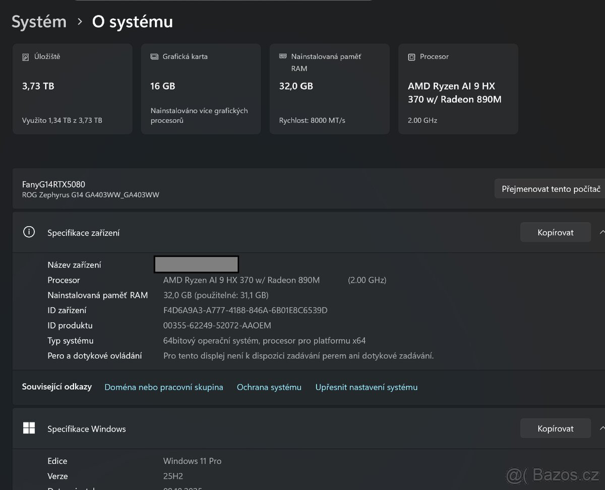 RTX 5080 Asus ROG Zephyrus G14 - 9