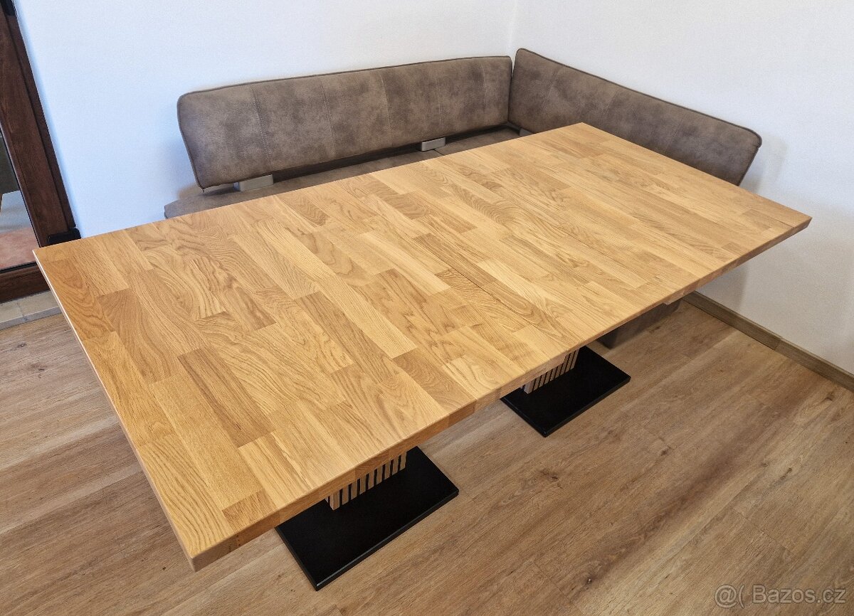 Nový rozkládací stůl dub masiv 95x161+3x40 cm - 9