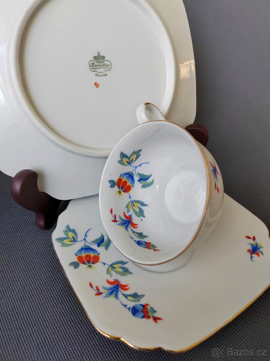 Originální porcelánová čajová sada/trio od Bareuther - 9
