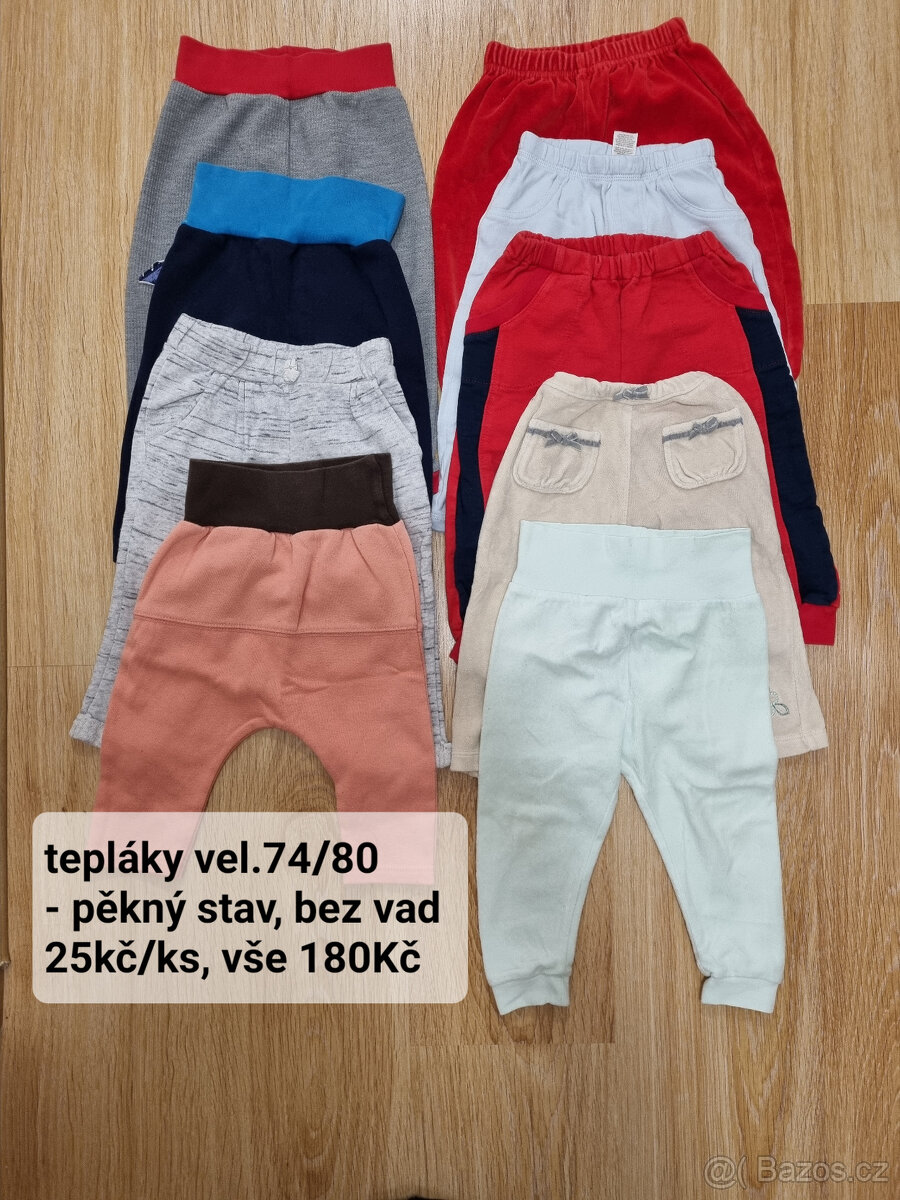 kalhoty, tepláky, kratase vel. 74/80 cca 6-12m - 9
