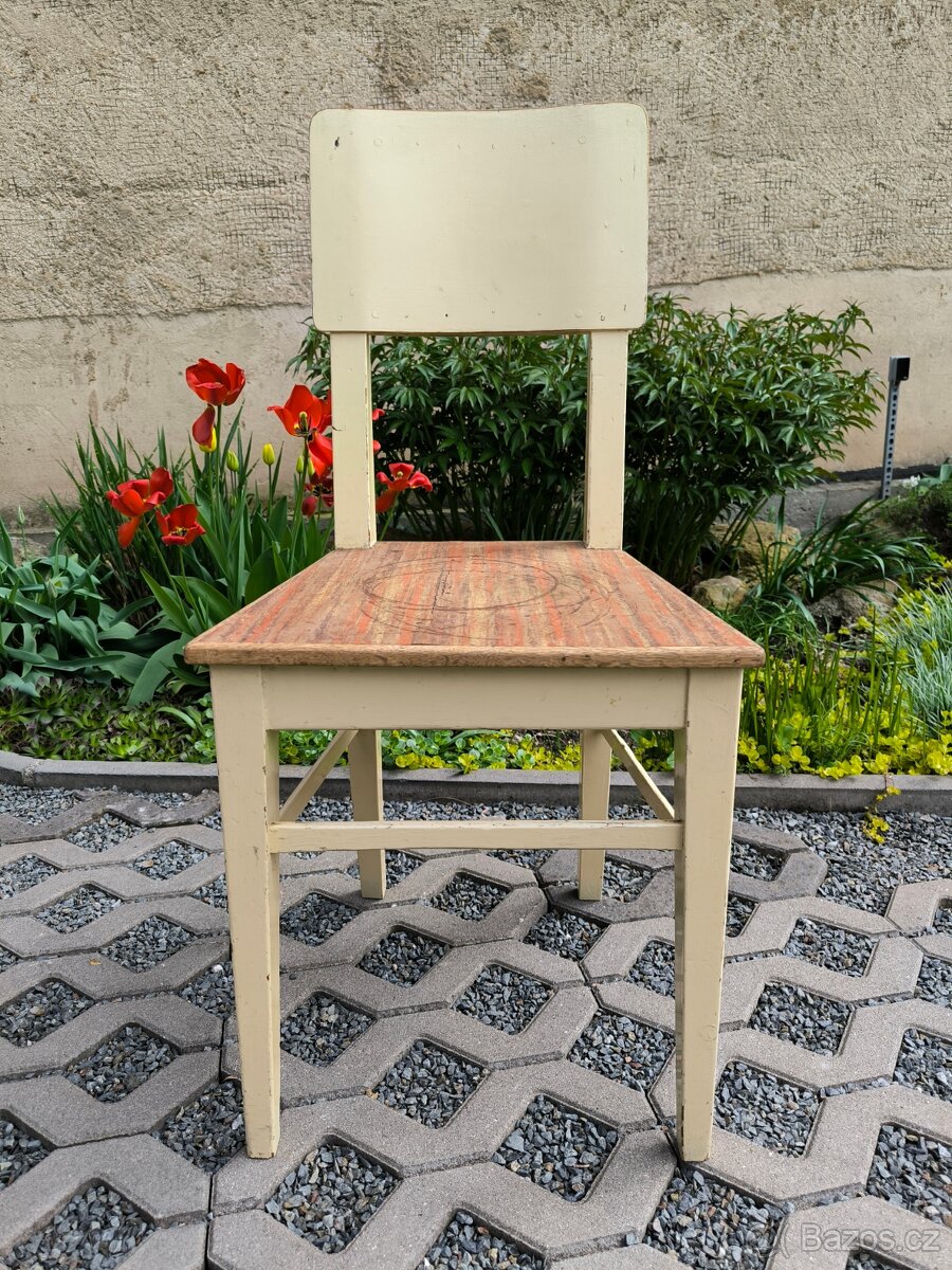 Starožitné kuchyňské selské židle - 30. léta - 9