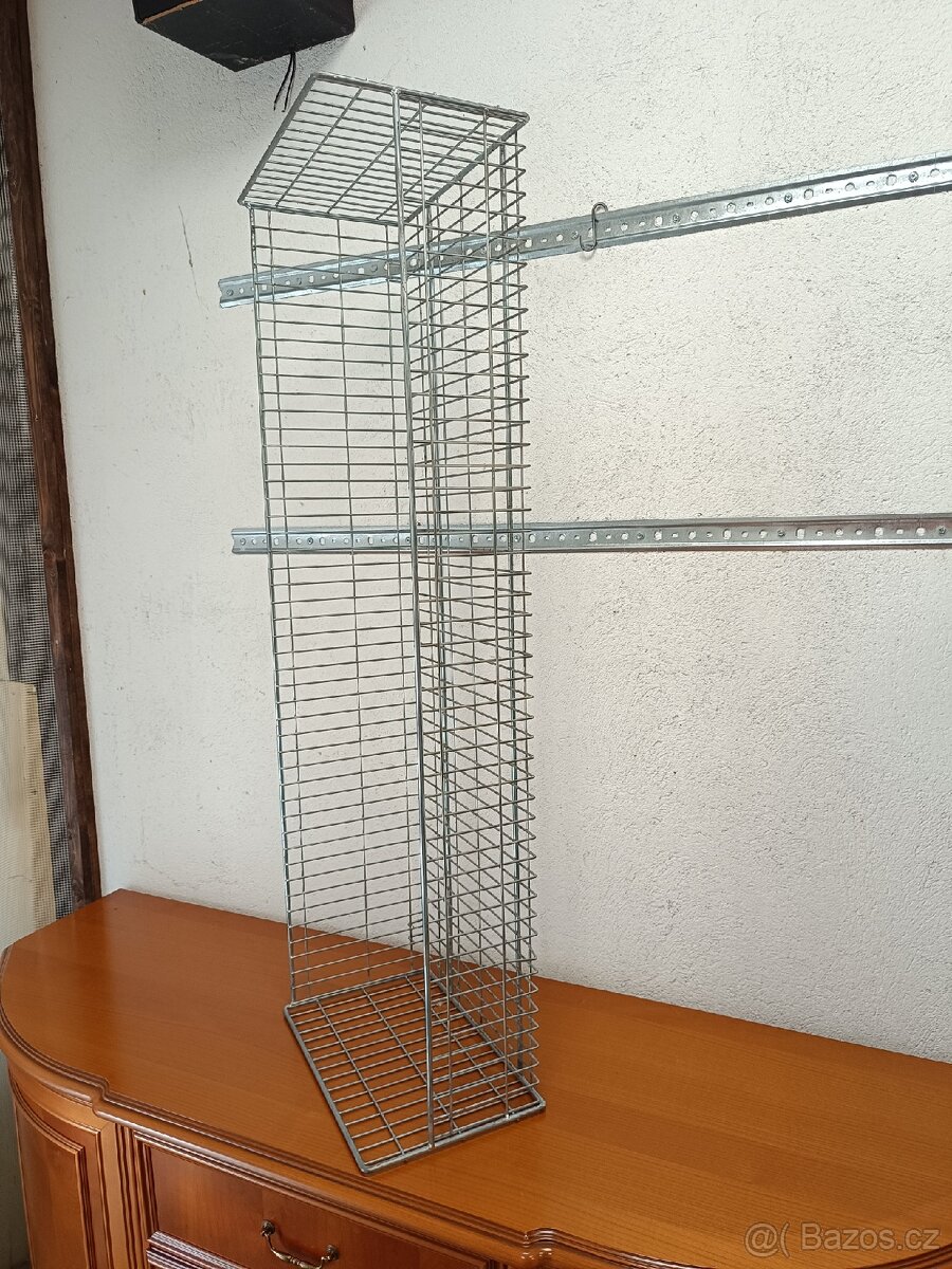Regál,stojan na zeď, pozinkované drátěné koše - 9