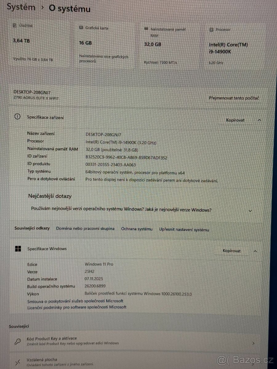 Herní PC sestava Z790 i9-14900K 32GB 4TB RTX 4080 Super DPH - 9