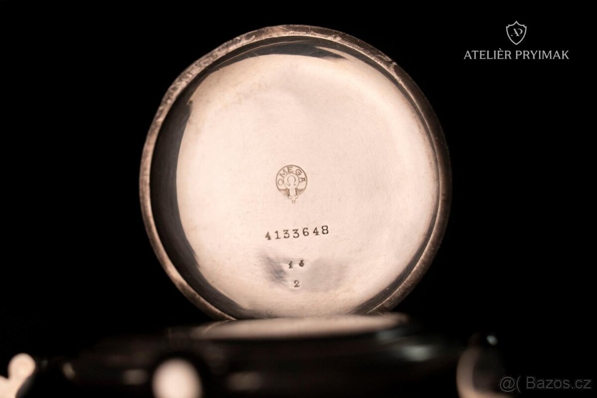 Starožitné stříbrné švýcarské hodinky OMEGA 1909 - 9