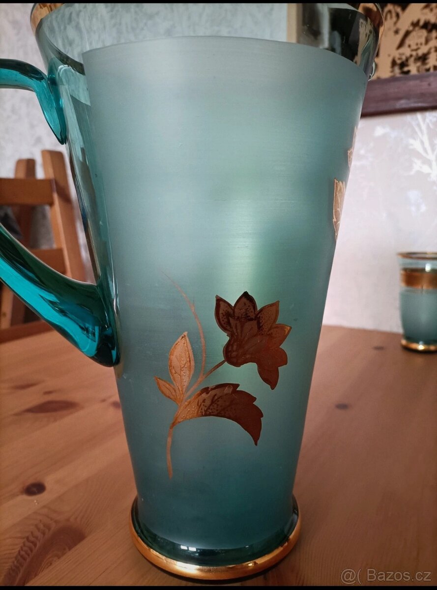 Skleněný servis, džbán, skleničky - 9