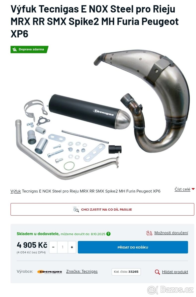 Homologovaný laděný výfuk Tecnigas E-nox pro AM6 - 9