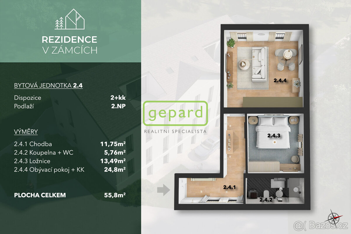 Prodej bytu 2+kk - 55,8 m2 - 9