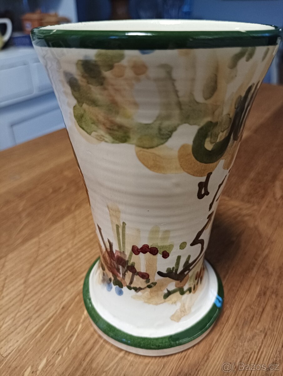 FAJÁNS RUČNĚ MALOVANÁ VÁZA MB SOLOGNE FRANCIE - 9