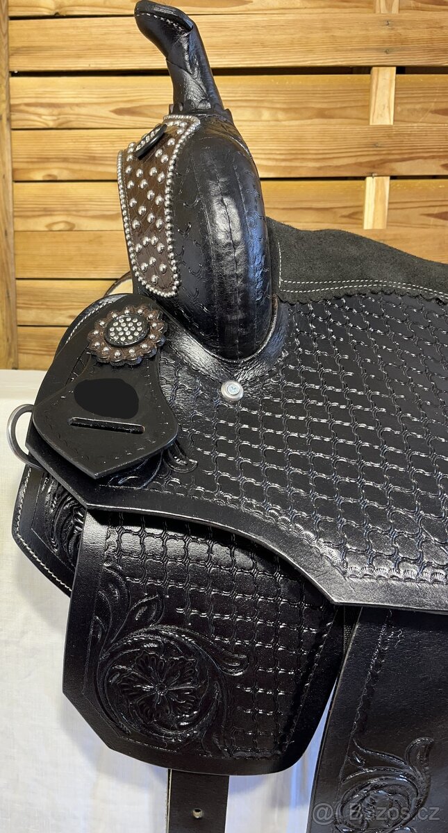 Westernové sedlo 22) černé Basket hnědý krokodýl - 9