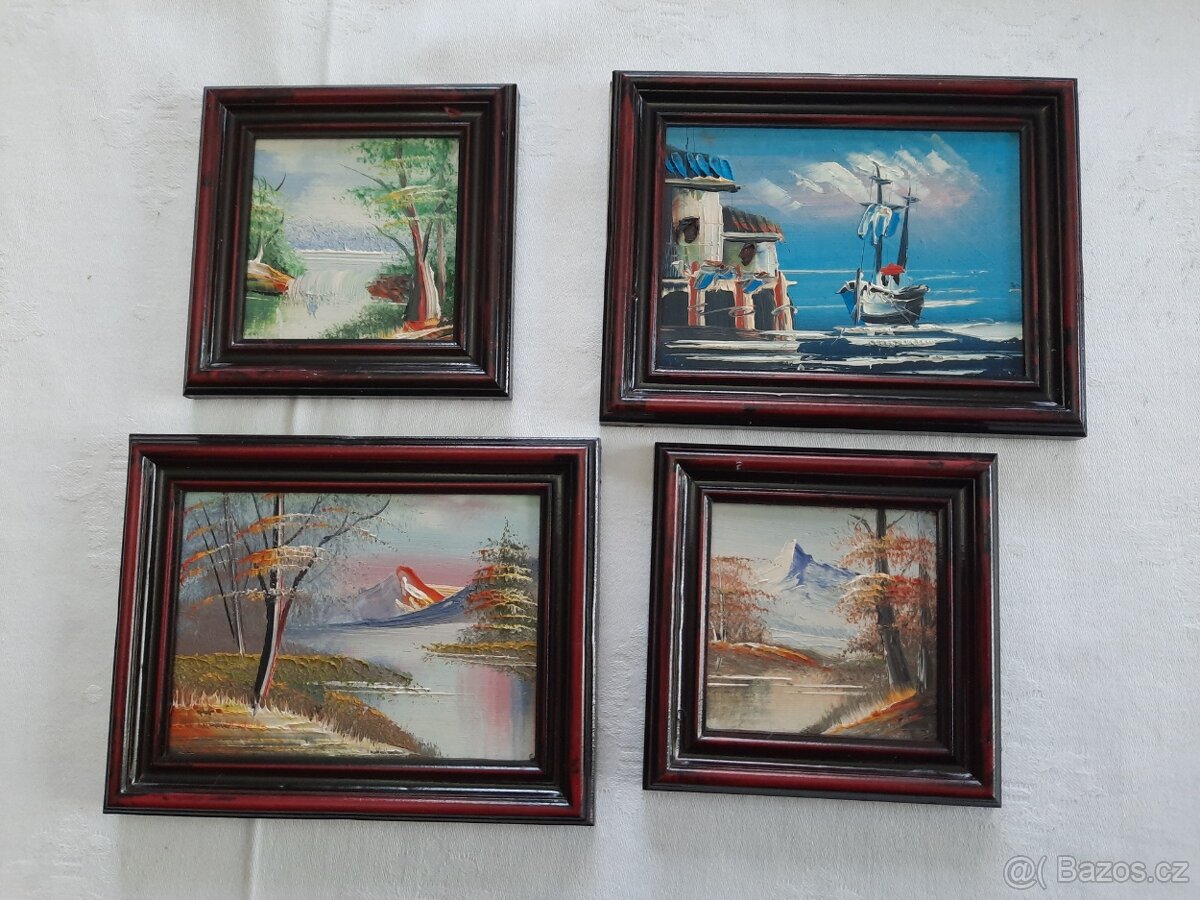 Obrazy krásné,velké,top stav 3 ks,malé malované sig.obrázky - 9
