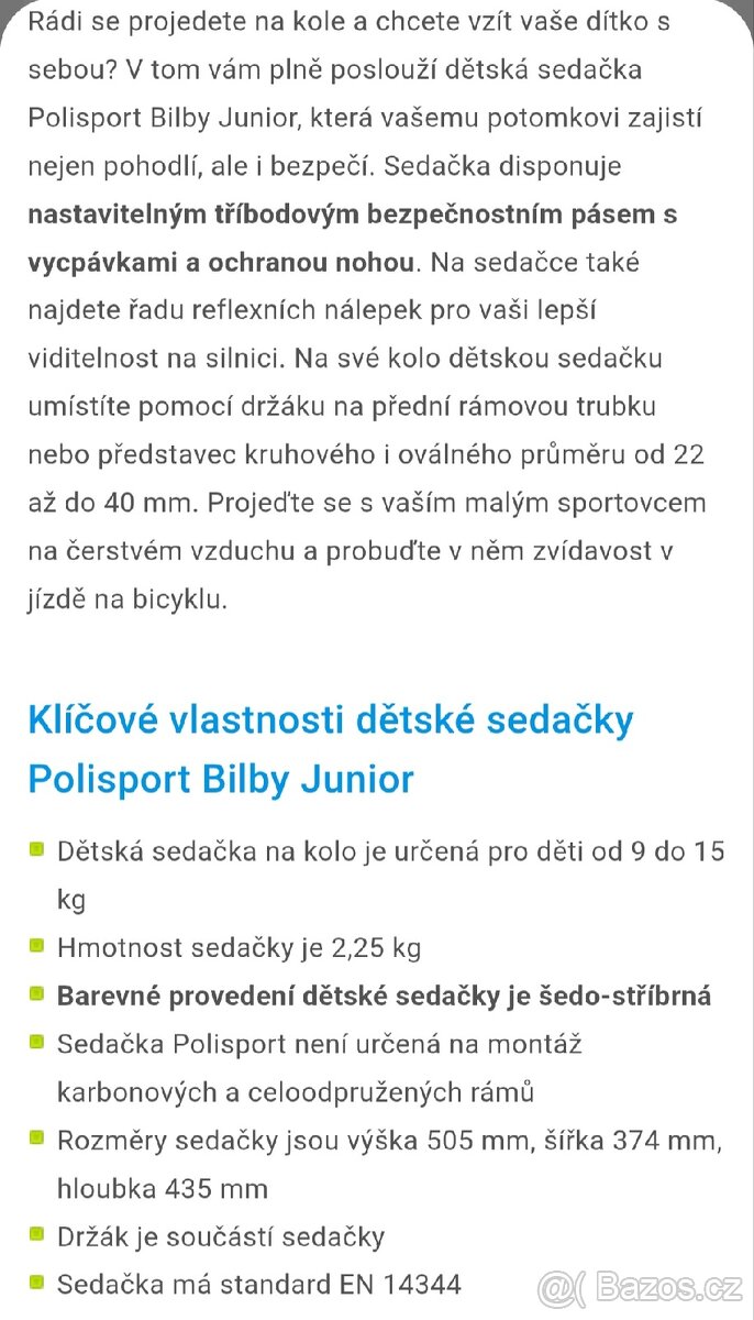 Dětská sedačka na kolo - 9