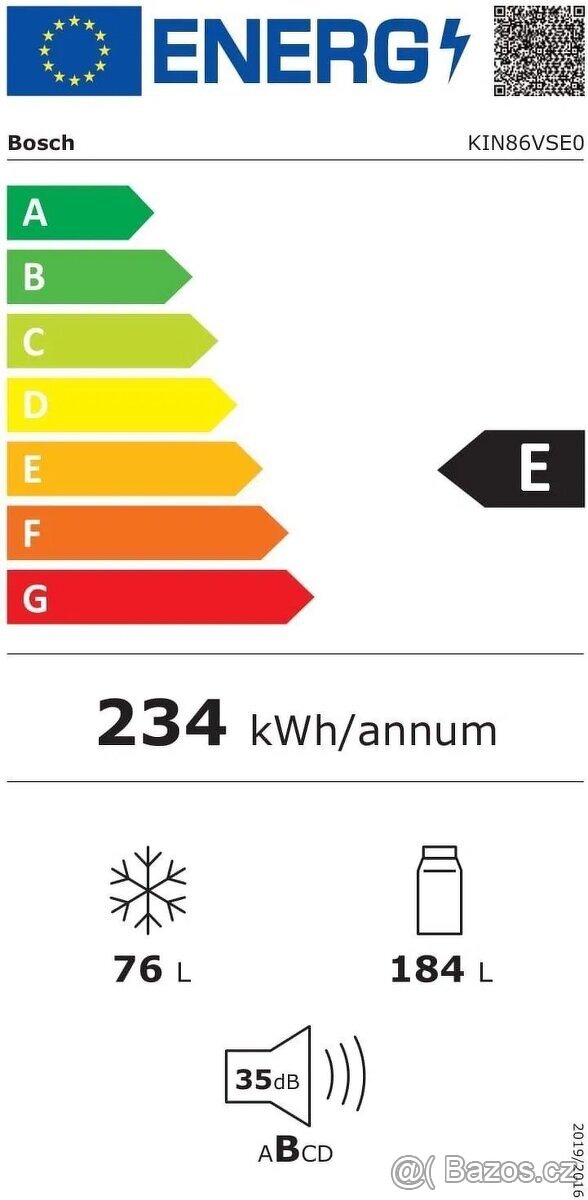Vestavná lednice BOSCH KIN86VSE0 Serie 4 - 9