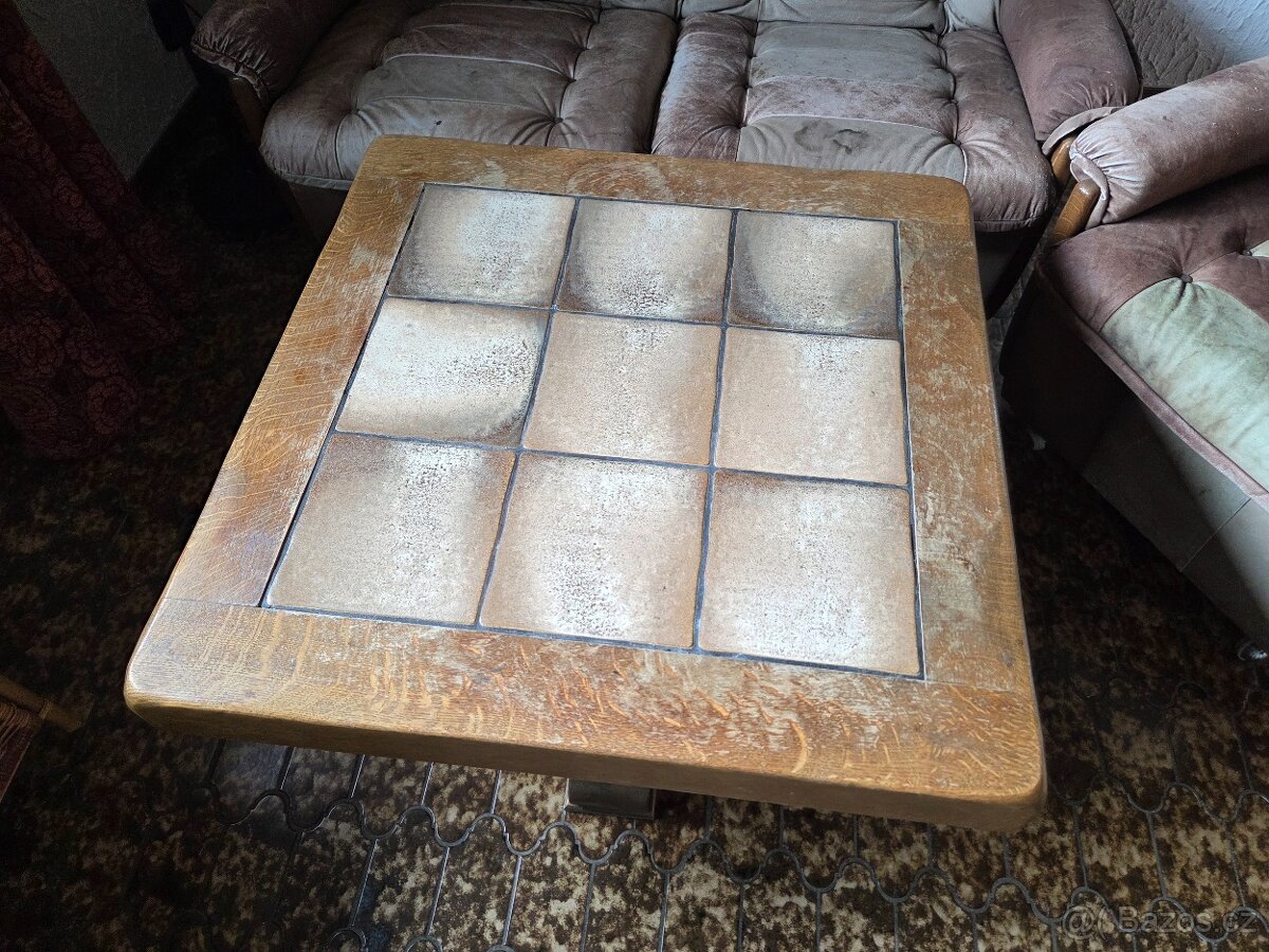 Stará kožená sedací souprava + stůl / set za odvoz - 9