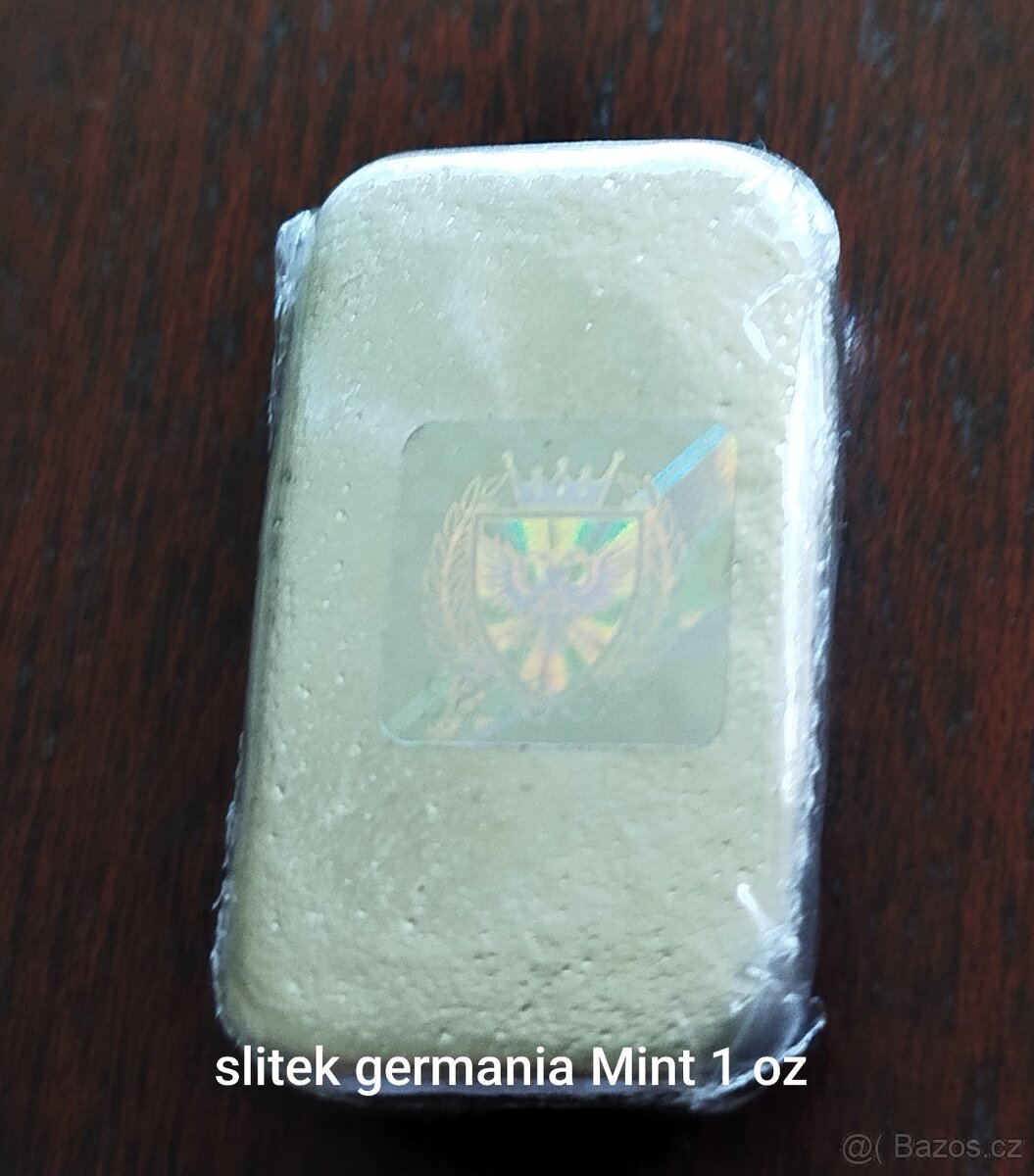Set 3x Ag investiční mince + 1x Ag slitek Germania Mint. - 9