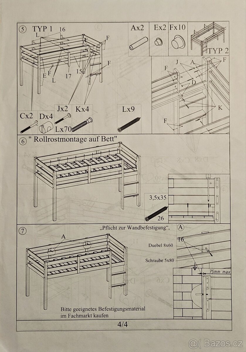 Patrová postel Keni – bílý lak, masiv - 9