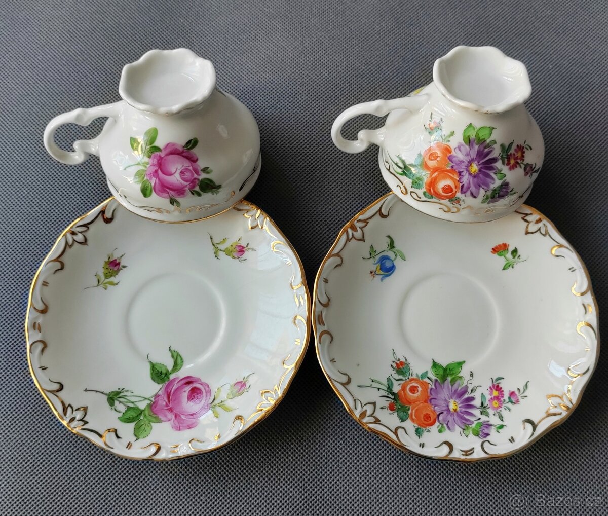 Krásný set porcelánových mokka šálků s podšálkem - 9