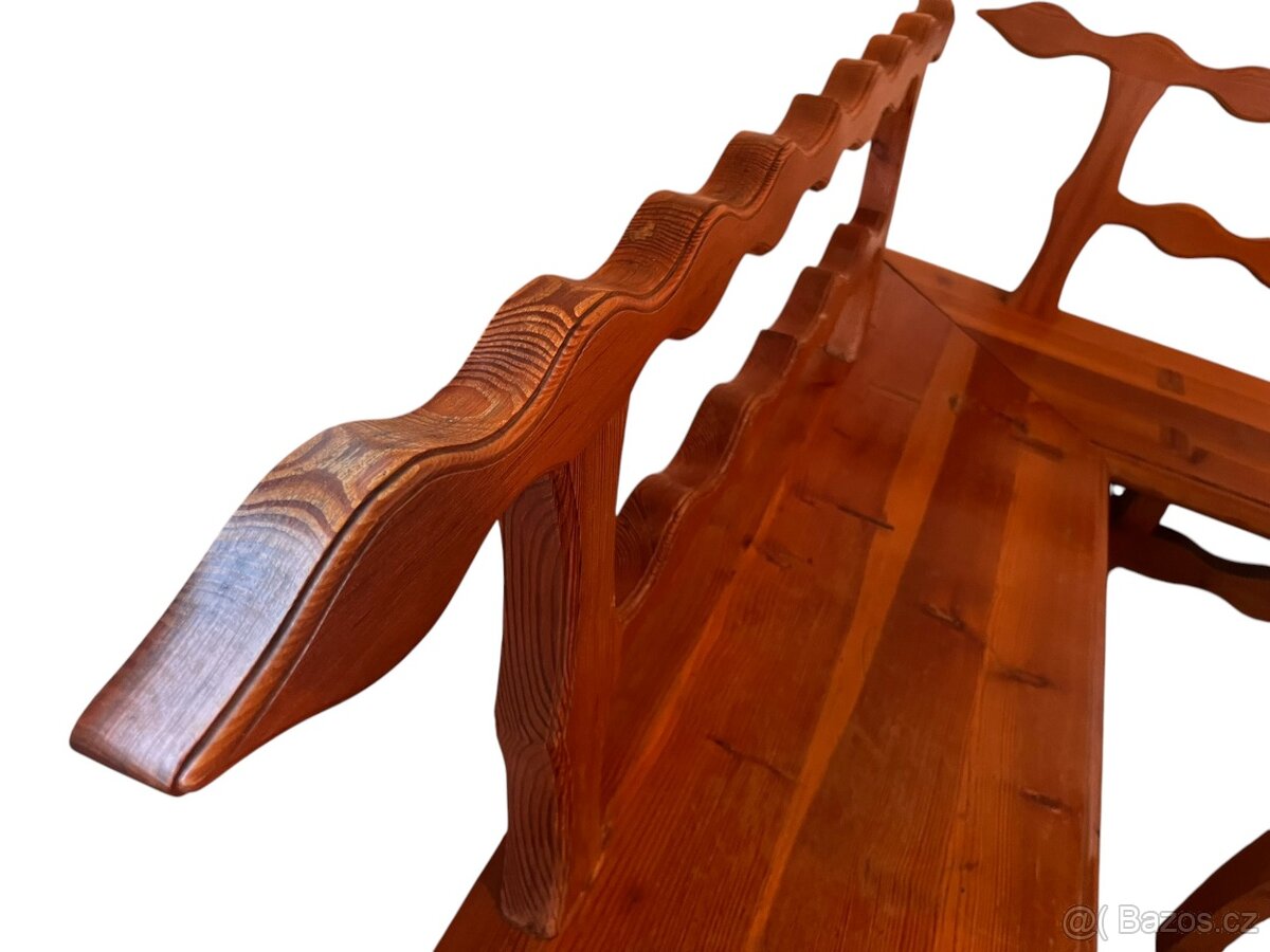 Starožitný chalupářský stůl, lavice, židle - 9