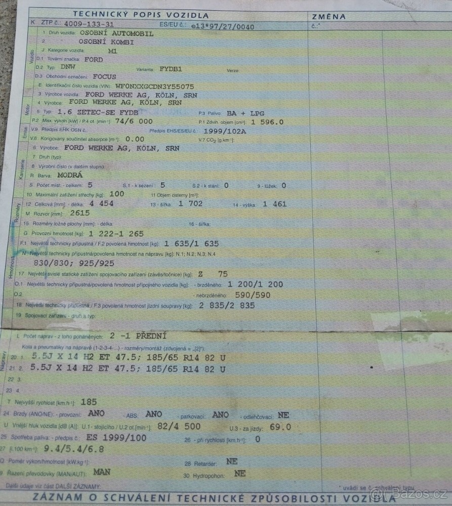 Prodám Ford Focus 1.6 - 9