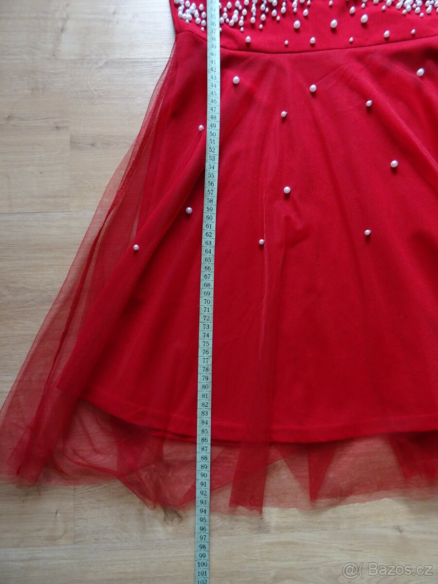 Plesové šaty s perličkami, vínové - 9