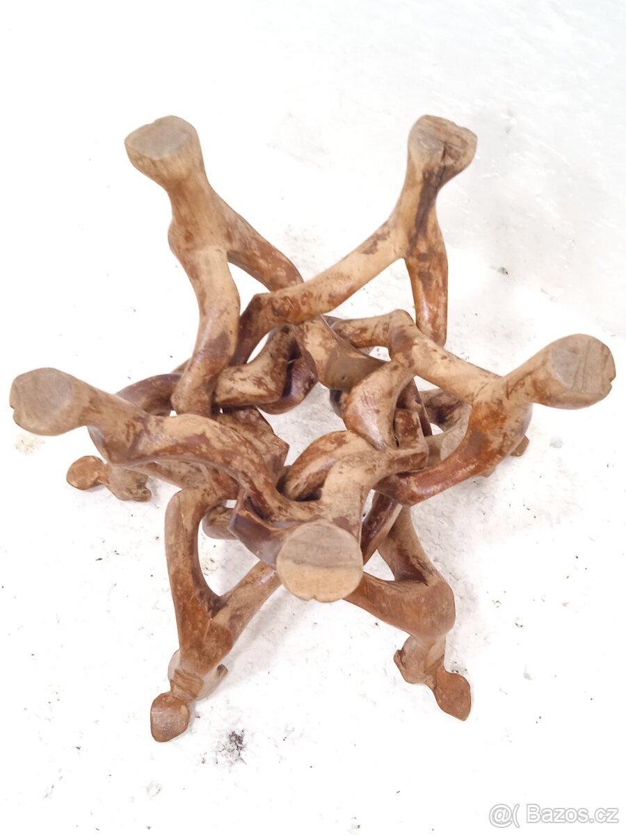 Vyřezávaný stojan na květináč - retro - 9