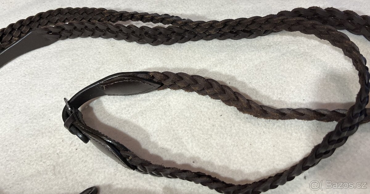 Otěže kožené proplétané tmavě hnědé - 9