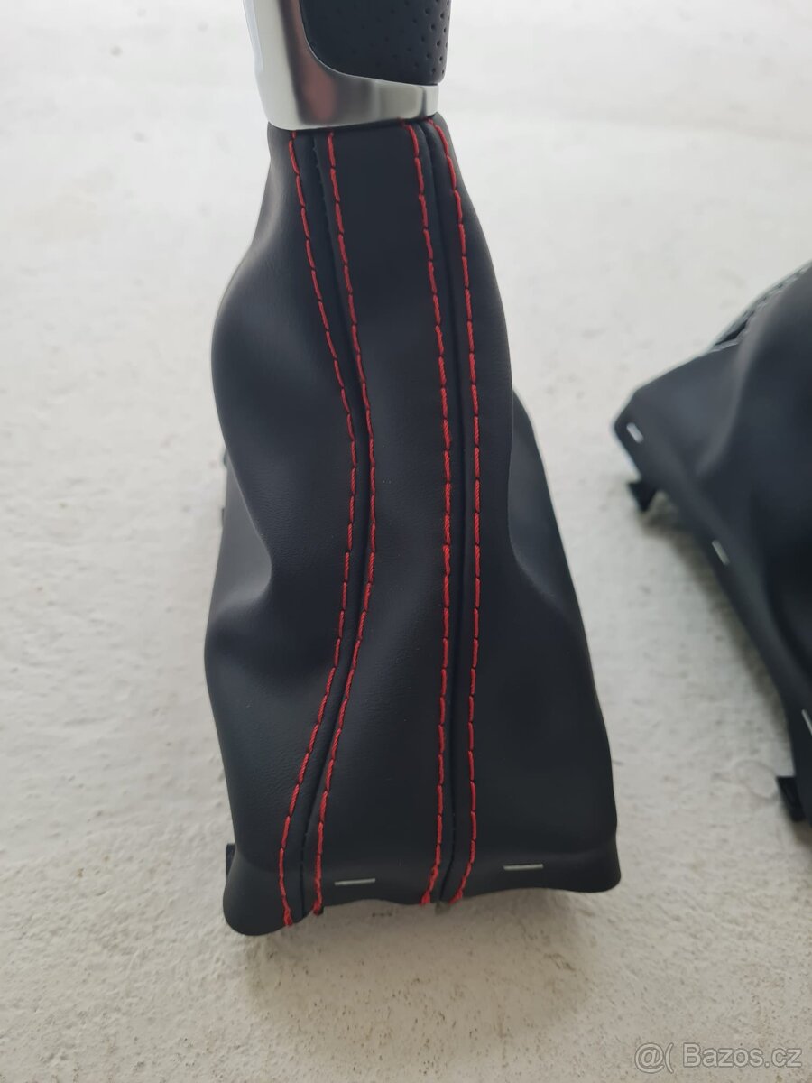 Radiaca páka pre DSG automat AUDI / čierna biela červená nit - 9