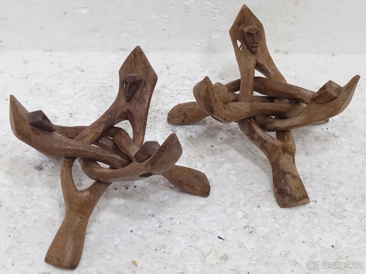 2x Vyřezávaný stojan na květináč retro - 9