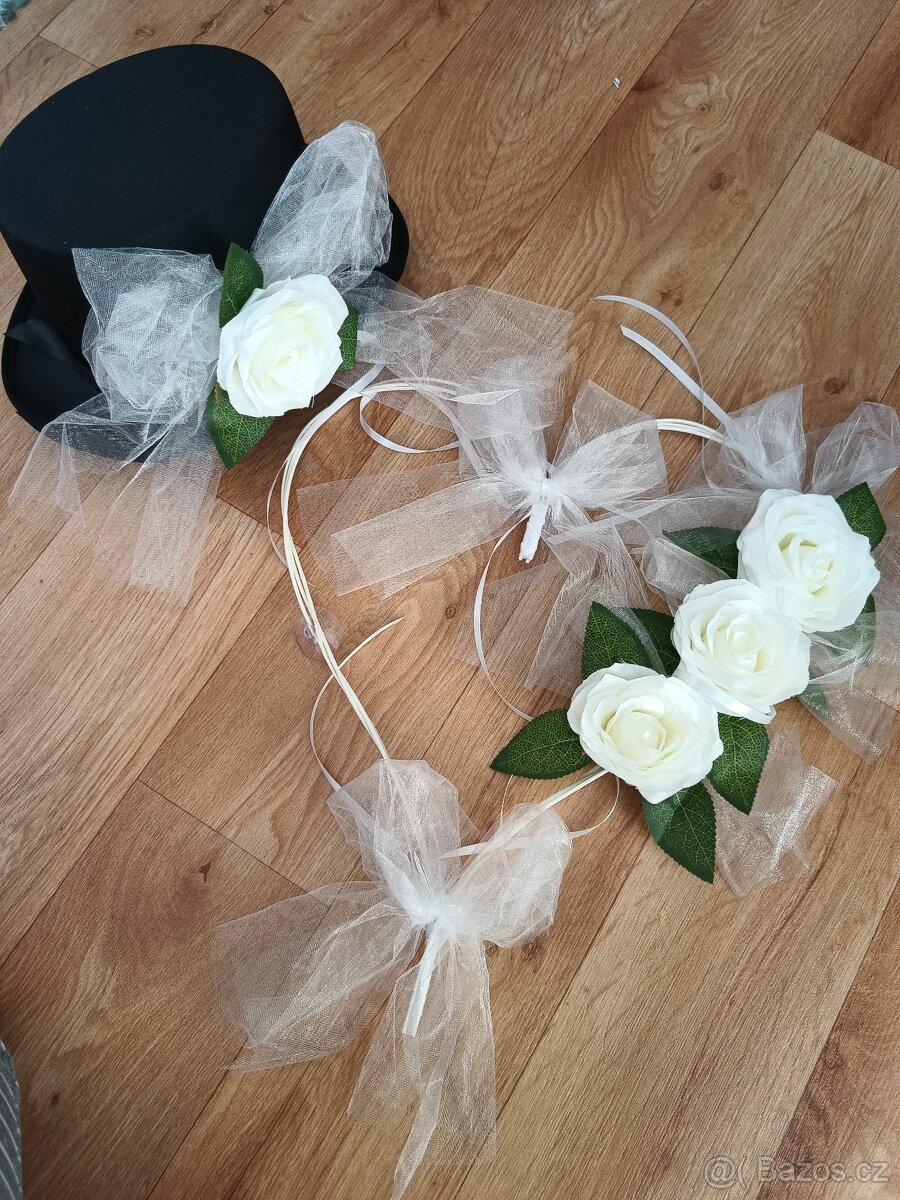 Svatební dekorace na auto - zelena - 9