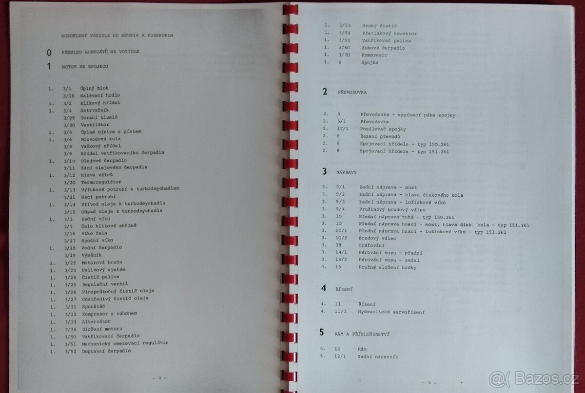 Katalog ND Liaz 151. 261 - 150.261 a převod. Praga 10P80.36 - 9