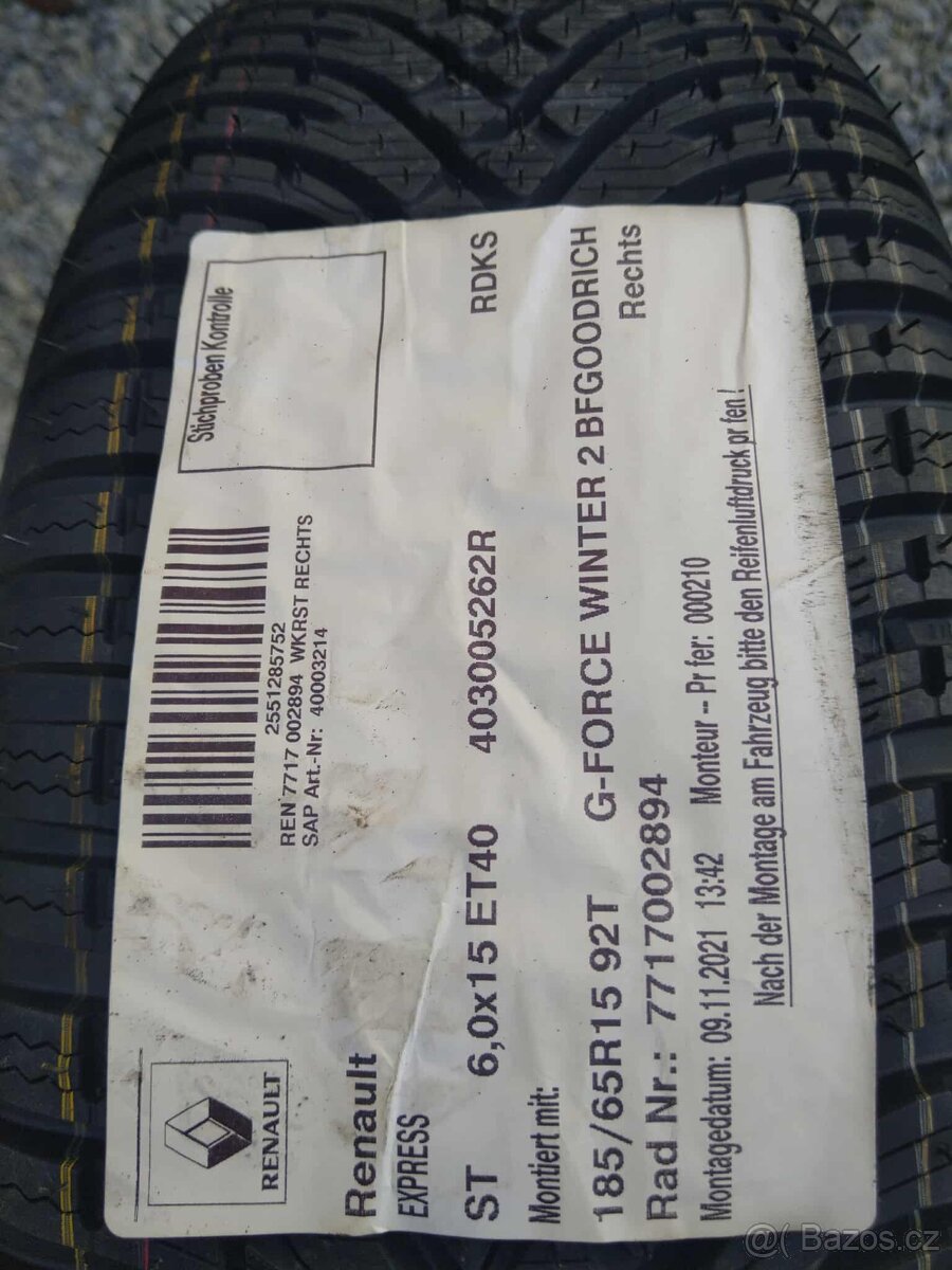 15" RENAULT EXPRES,ZOE + TPMS + zimné pneu. - 9