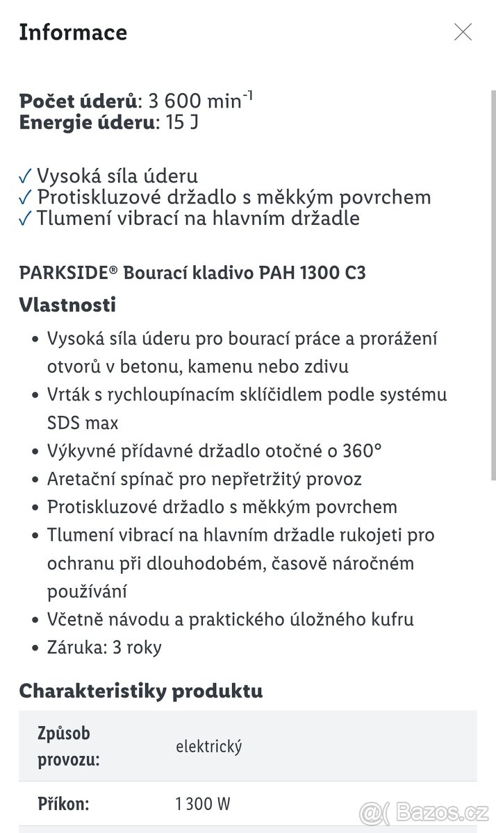 Elektrické Kladivo smax Parkside síla 15J - 9