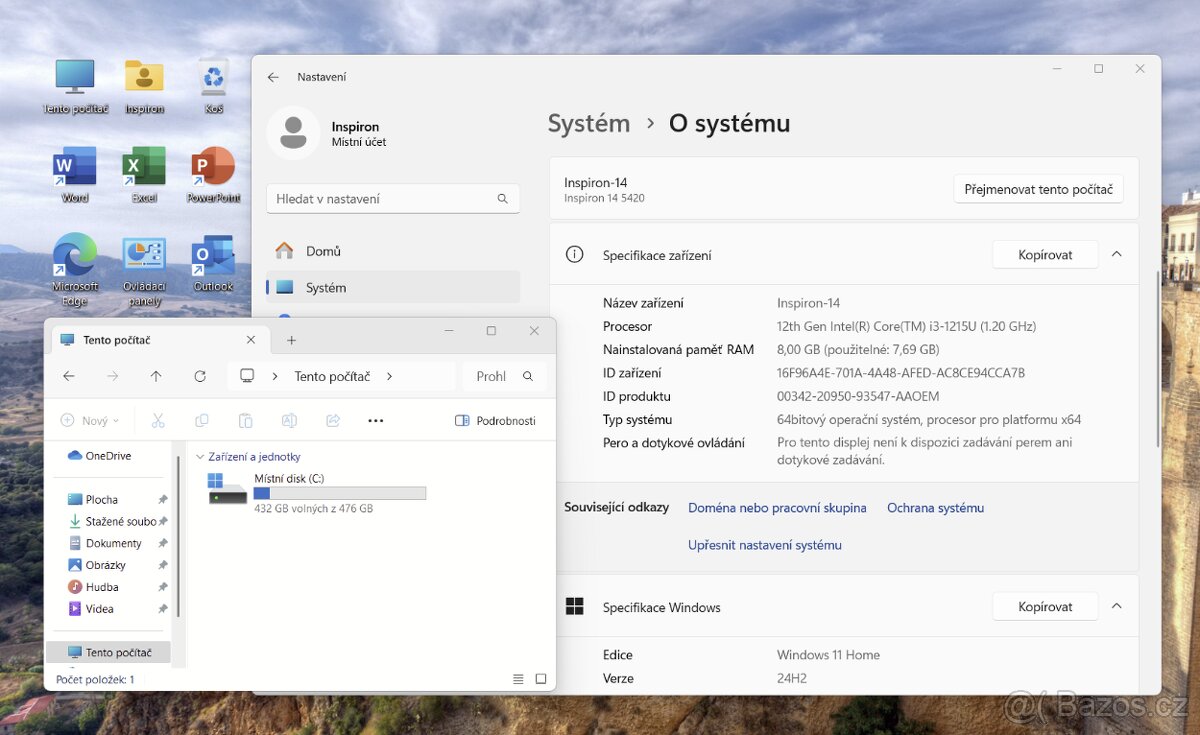 Dell Inspiron 14 (5420) /i3-1215U, 8/512GB, Wifi6, BT/ - 9