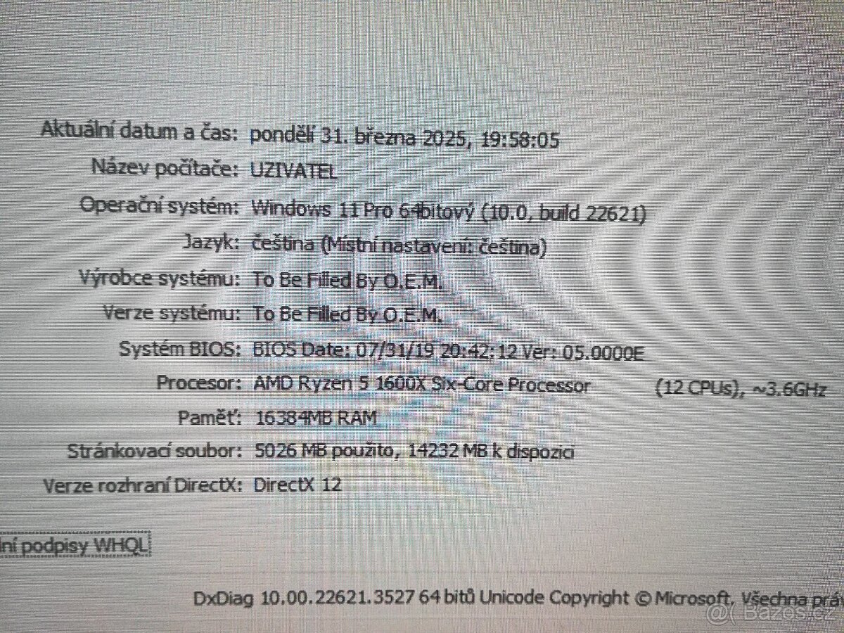 Herní PC - Ryzen 5 1600x/RX5600XT/16GB RAM/WIN 11 - 9