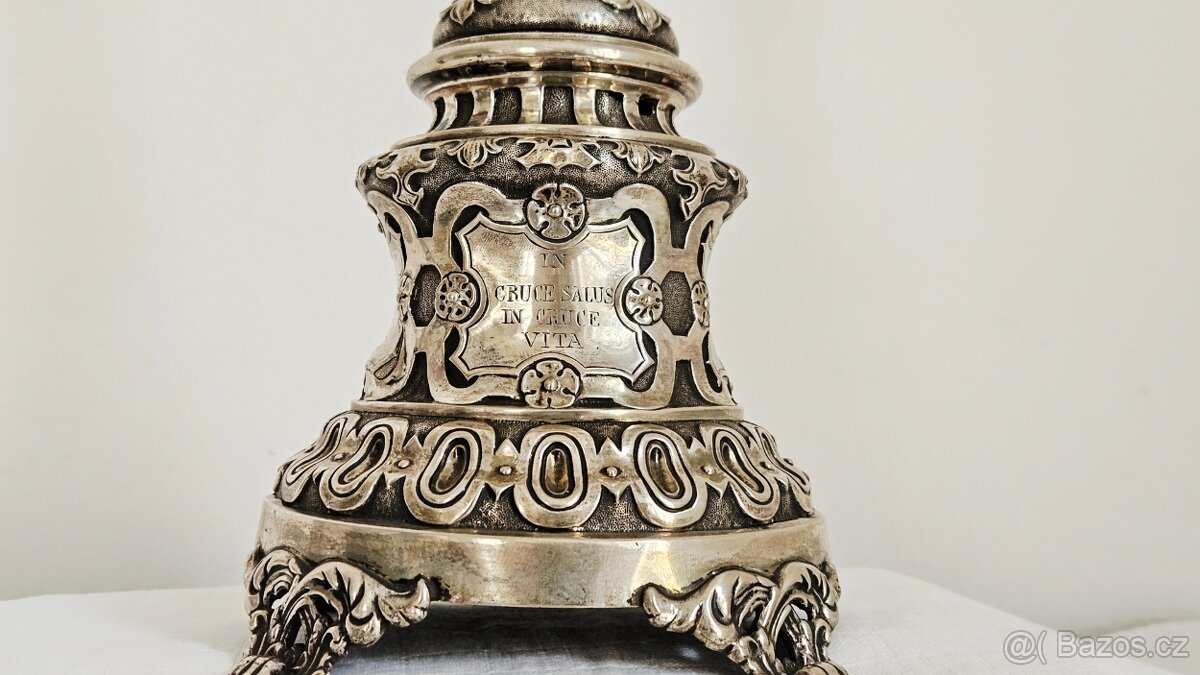 TOP Ag stříbro krucifix lotový punc rok 1858 UNIKAT - 9