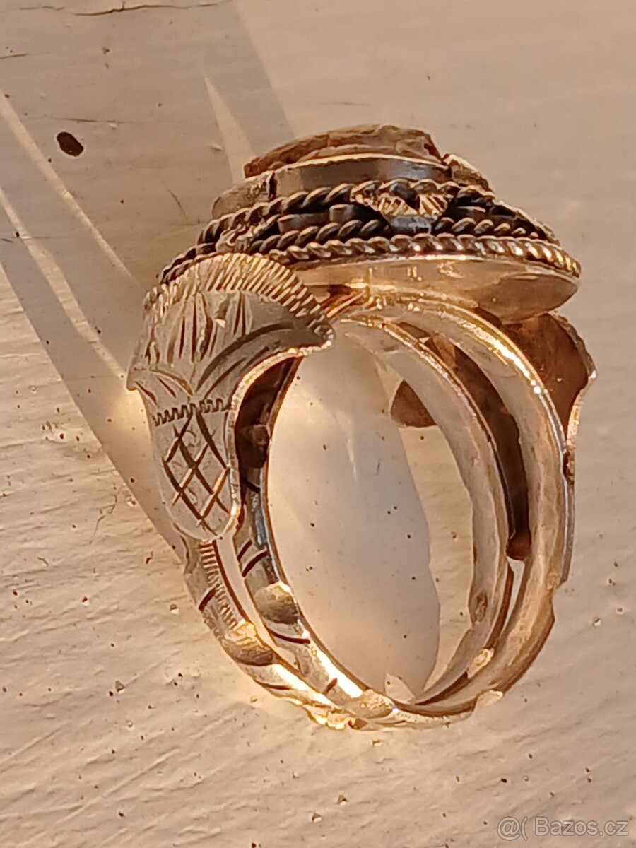 Stříbrný prsten starožitný Egypt - 9