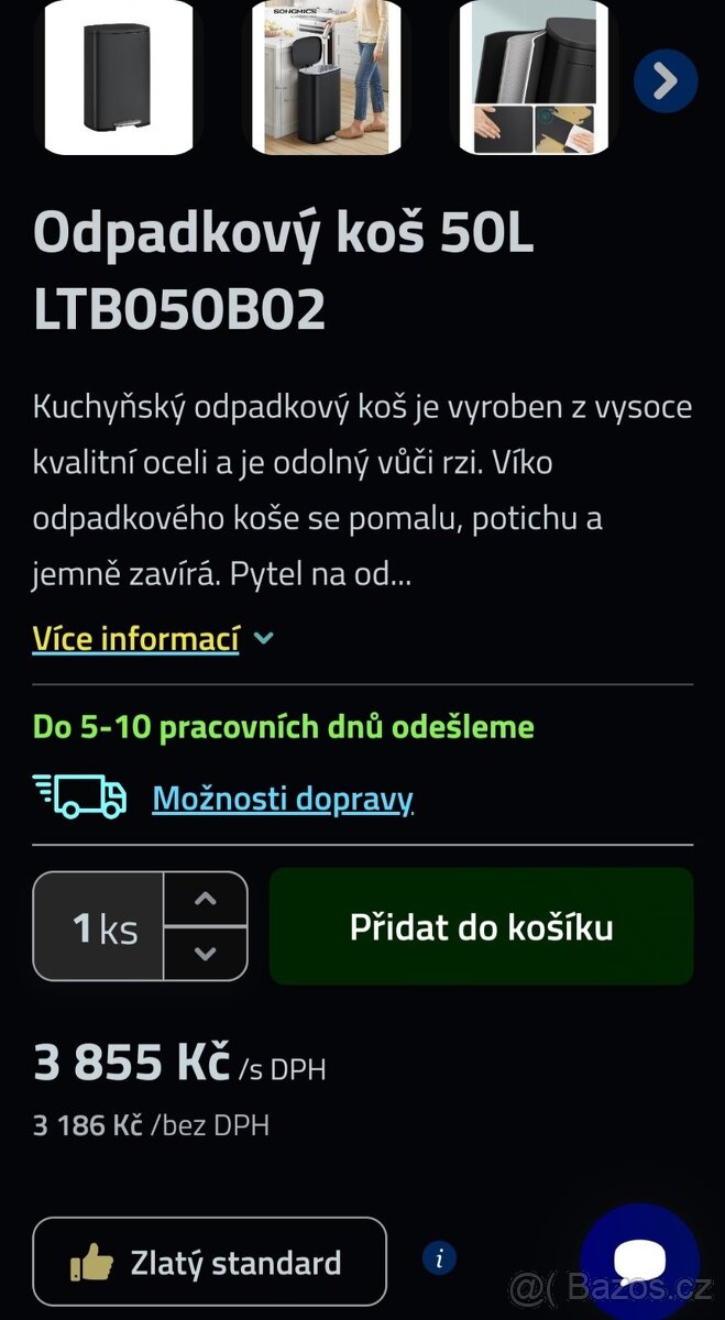 NOVÝ ODPADKOVÝ KOŠ 50 LITRŮ V CERNE A NEREZ - 9
