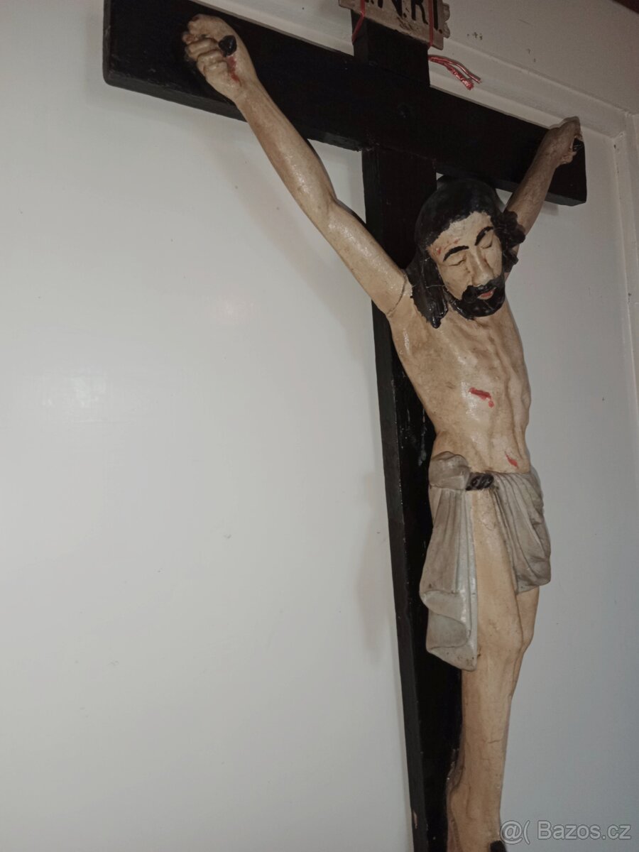 Pěkný hodně starý dřevěný Ježíš na kříži - 9