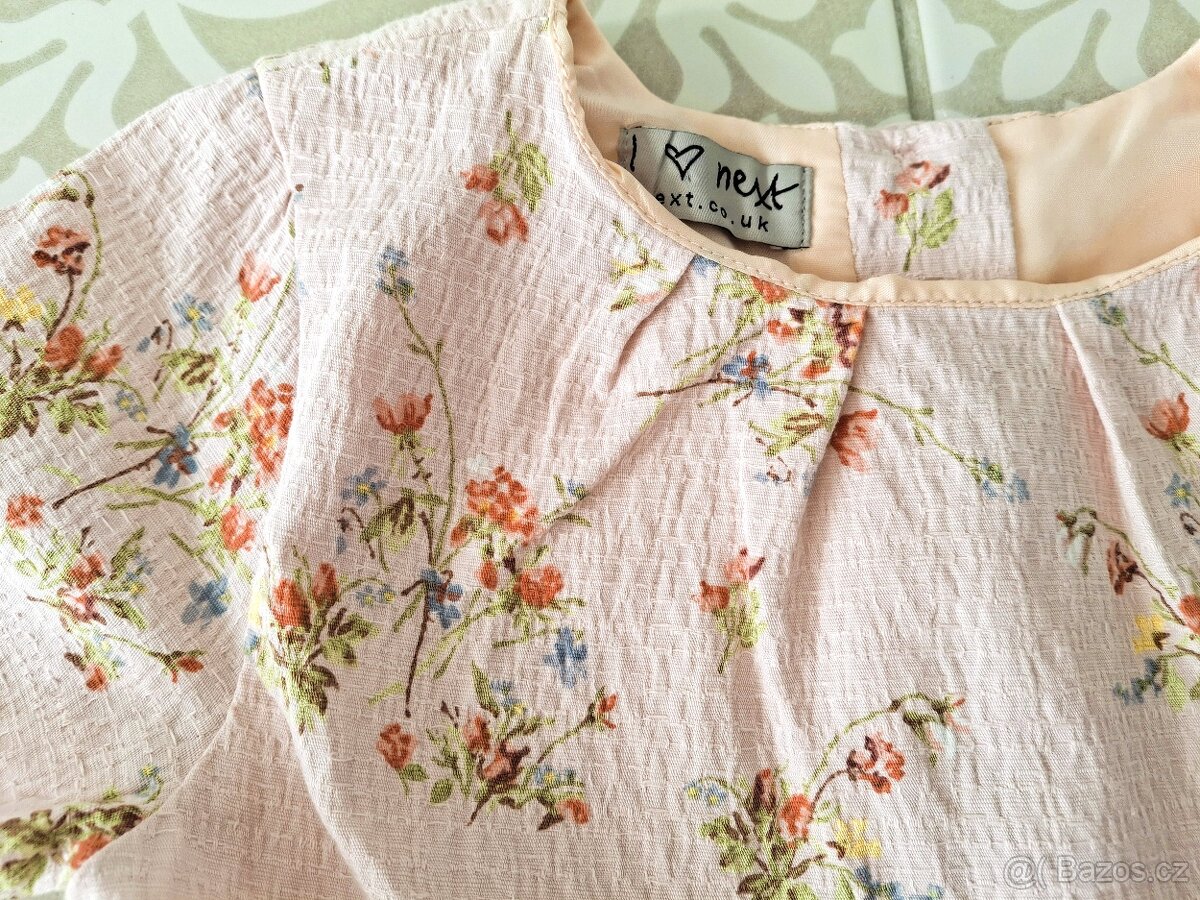 Nádherné šaty luční kvítí Next 104 růžové meruňkové - 9