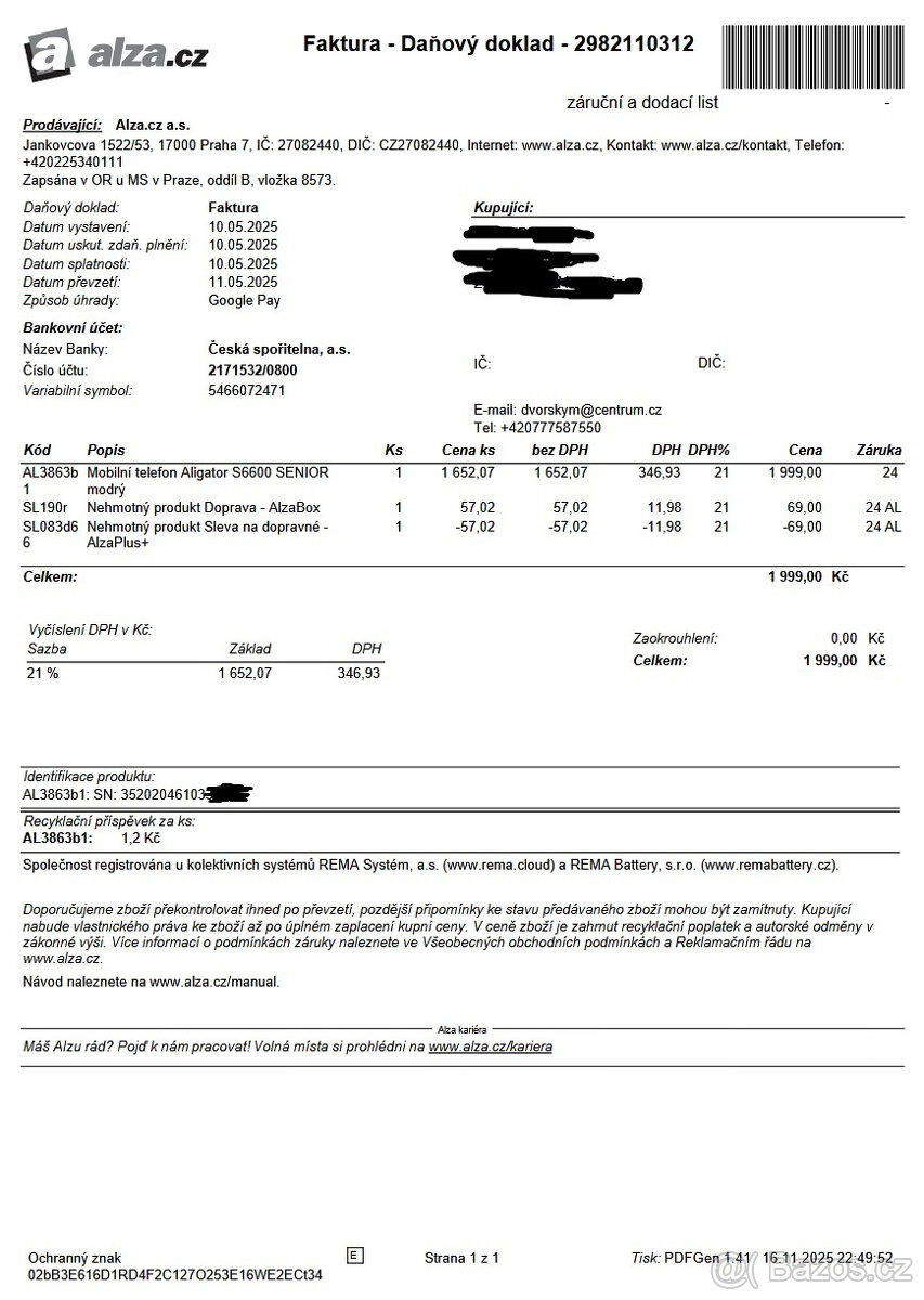 Nepoužitý telefon pro seniory Aligator S6600 Duo 4GB/64GB - 9