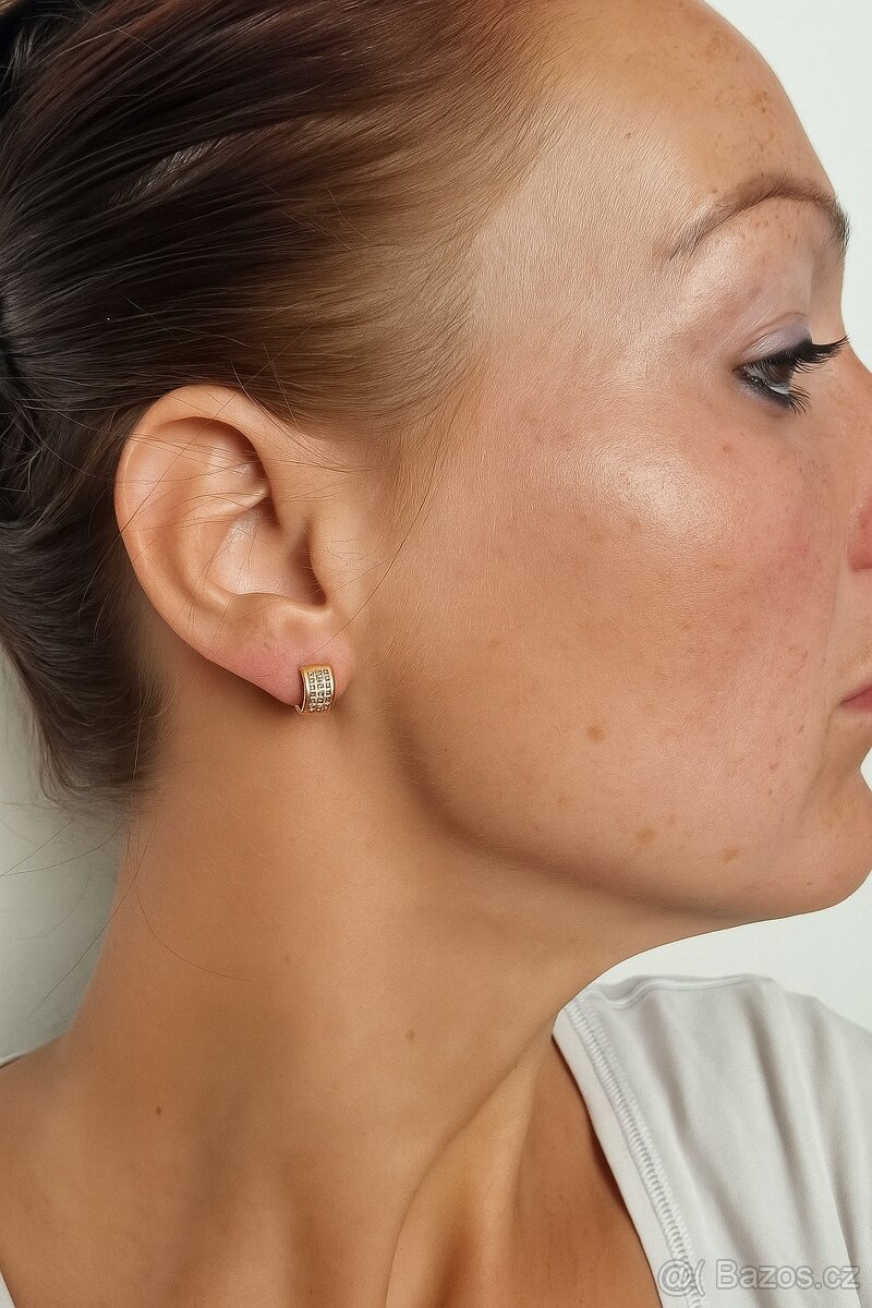 Nové dívčí ocelové náušnice s růžovými bižu kamínky - 9