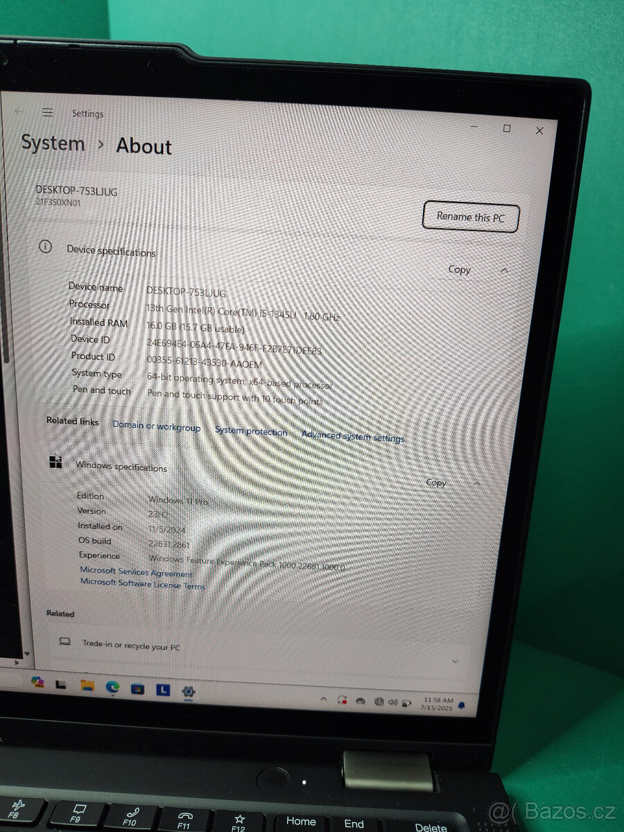 Lenovo ThinkPad x13 yoga g4 i5-1345u 16/512GB√FHD+√1r.z.√DPH - 9